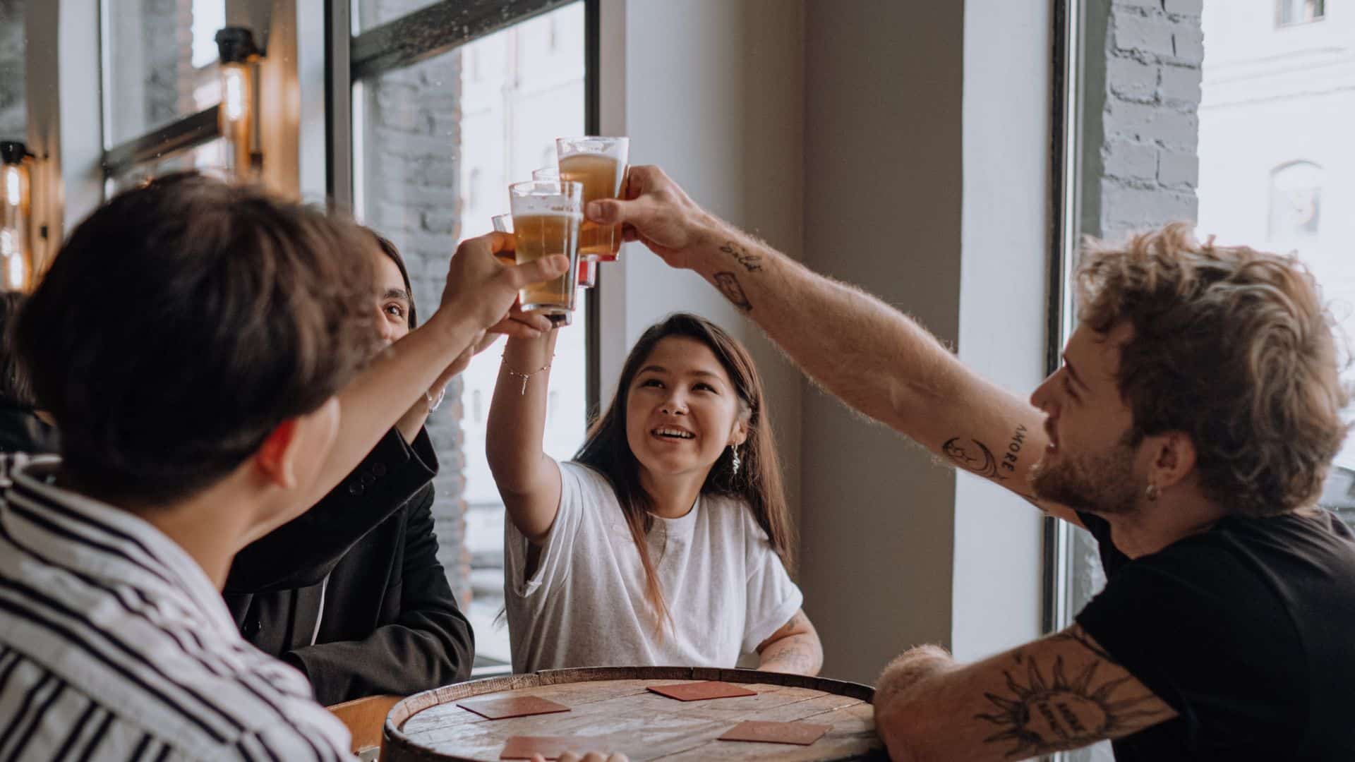 photo of a group of friends drinking alcohol