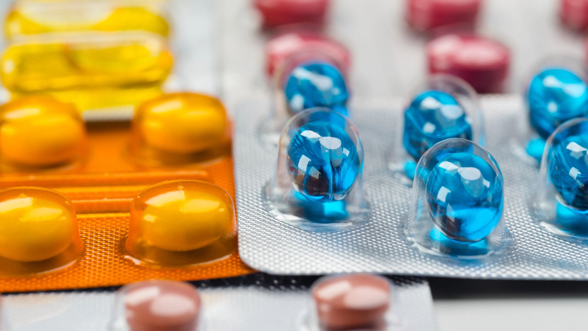 Close up of colorful pills for treatment